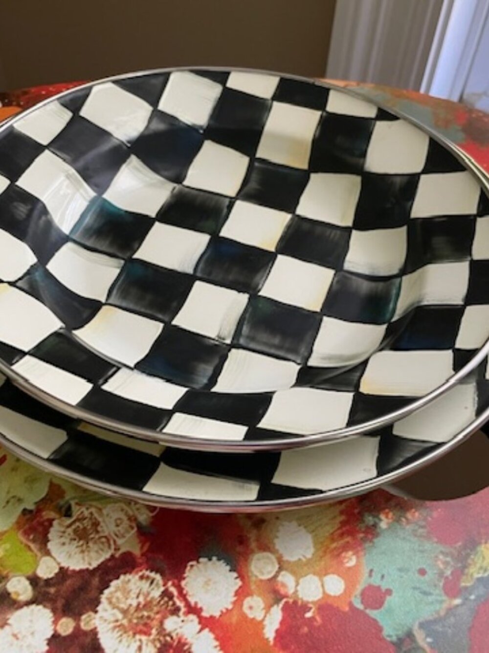 SET:  MacKenzie-Childs Courtly Check 10" Dinner Plate With Matching Soup Bowl